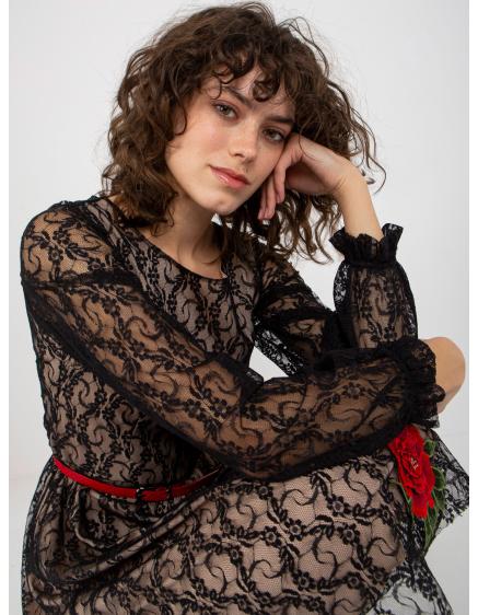 Dámské šaty s páskem ASA černé 