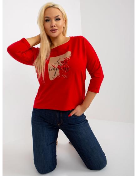 Dámská halenka s potiskem a nápisyplus size CHANTALE červená 