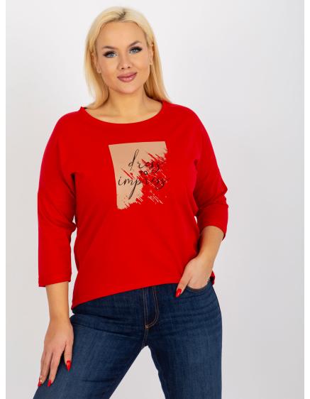 Dámská halenka s potiskem a nápisyplus size CHANTALE červená 