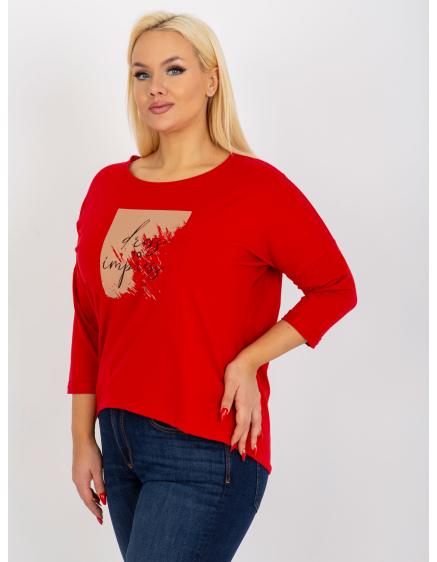 Dámská halenka s potiskem a nápisyplus size CHANTALE červená 