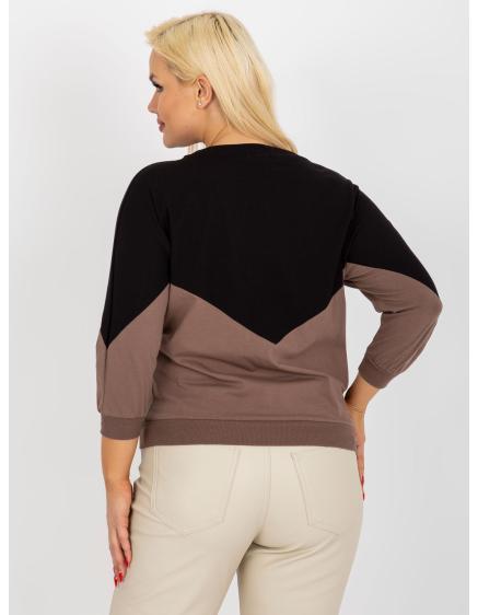 Dámska blúzka s 3/4 rukávmi plus size MADNY čiernohnedá