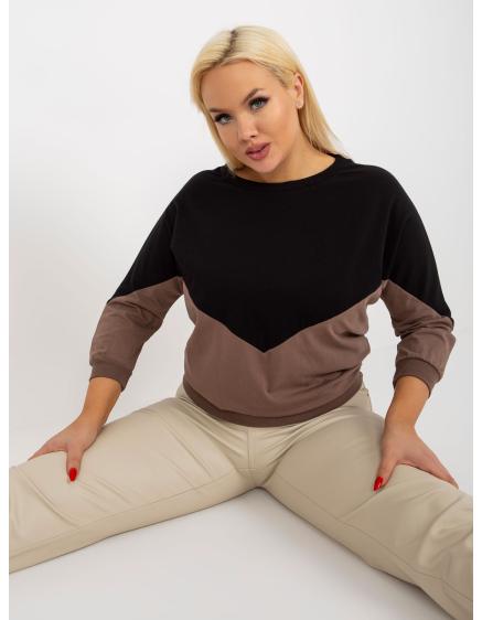 Dámska blúzka s 3/4 rukávmi plus size MADNY čiernohnedá