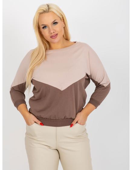 Dámska blúzka plus size AMILIA béžová a hnedá