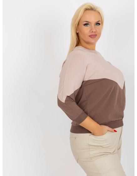 Dámska blúzka plus size AMILIA béžová a hnedá