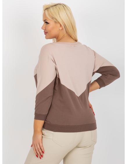 Dámska blúzka plus size AMILIA béžová a hnedá