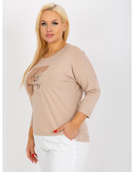 Dámská halenka s potiskem plus size ITA béžová  