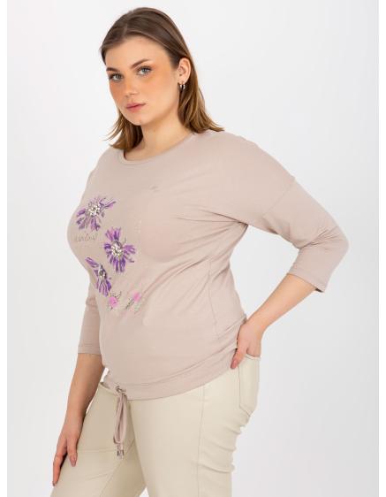 Dámská halenka  a potiskem plus size TERRIE béžová  