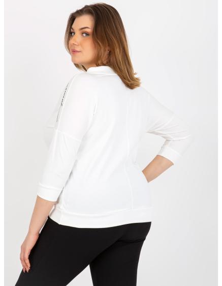 Dámska blúzka plus size s nápismi a 3/4 rukávmi KETZIA ecru