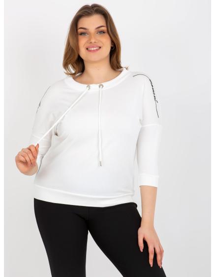 Dámska blúzka plus size s nápismi a 3/4 rukávmi KETZIA ecru