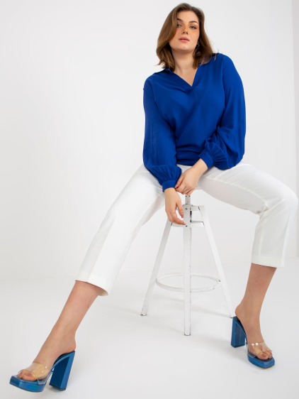 Dámska blúzka s golierom plus size MYRIAM tmavo modrá
