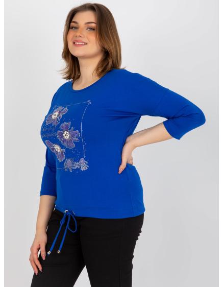 Dámská halenka s potiskem plus size MARIAN tmavě modrá 