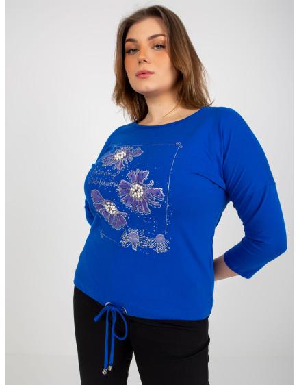 Dámská halenka s potiskem plus size MARIAN tmavě modrá 