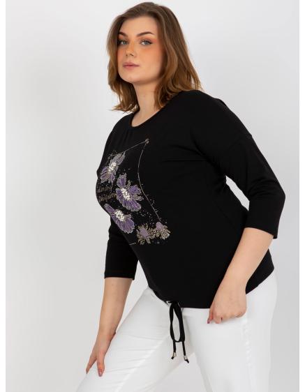 Dámská halenka s 3/4 rukávy plus size JANELLE černá  