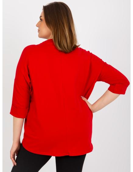 Dámská halenka s perlami a 3/4 rukávy plus size JAIDA červená  