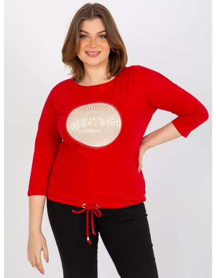 Dámská halenka s potiskem a 3/4 rukávem plus size BECKY červená 