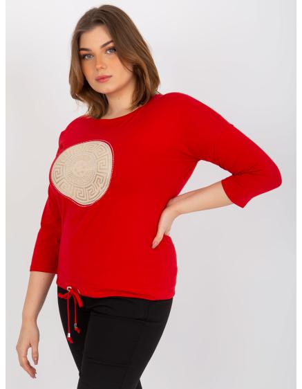 Dámská halenka s potiskem a 3/4 rukávem plus size BECKY červená 