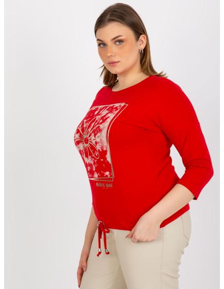 Dámska blúzka s potlačou a nápisom plus size VRIELLE červená