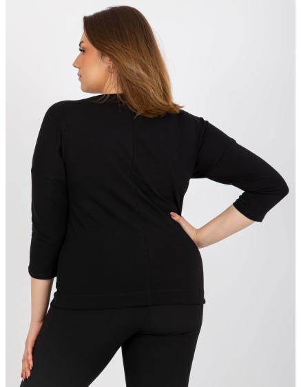 Dámská halenka se stuhou a 3/4 rukávem plus size LENORA černá  