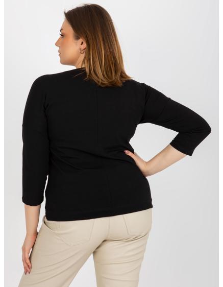 Dámska blúzka s okrúhlym výstrihom plus size BLANCH čierna