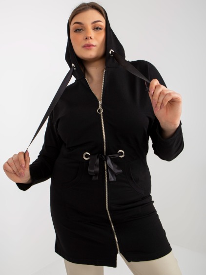 Női plus size blúz mandzsettával GWENETH fekete