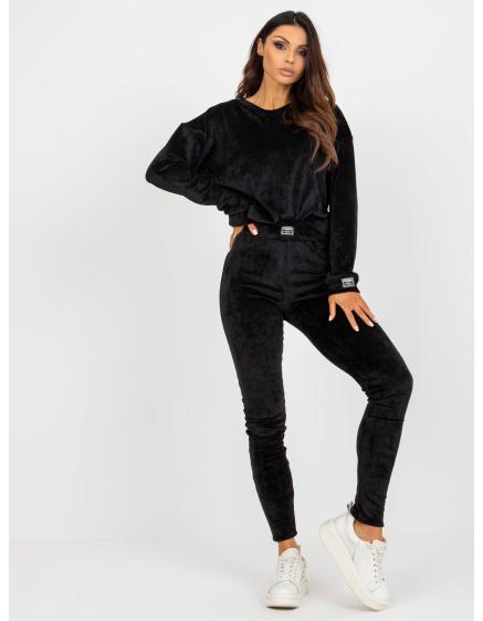 Női kétrészes bársony szett leggings-szel ANDREA fekete