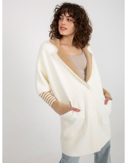 Dámsky kabát z alpaky s vreckami KAMRYN ecru