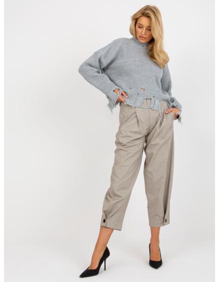 RUE PARIS női lyukas kardigán szürke