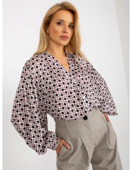 Női nyomtatott, széles ujjú ADRIA rózsaszínű póló