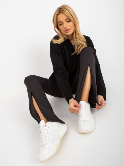 Női leggings SAIGE fekete, hasítékkal