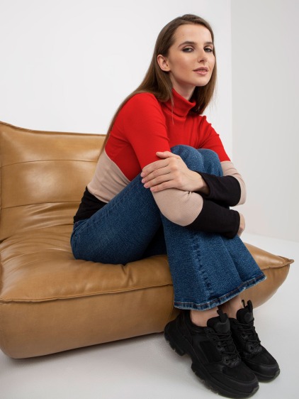 Dámský rolák svetr TRINA červeno černá