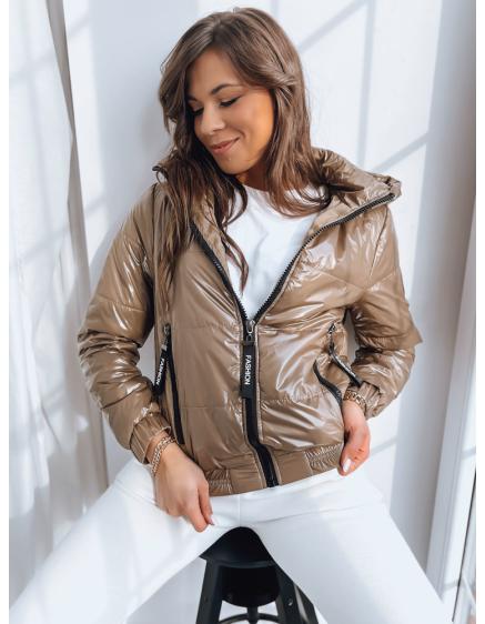 Női steppelt kabát METALIC camel