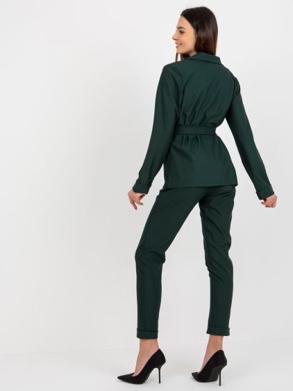 Női kabát zsebekkel és övvel ELEGANT sötétzöld – fotografie produktu 2