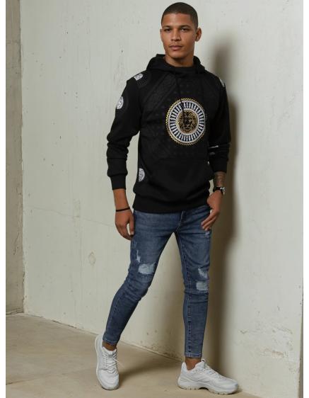 Pánska mikina s kapucňou a potlačou TEA čierna