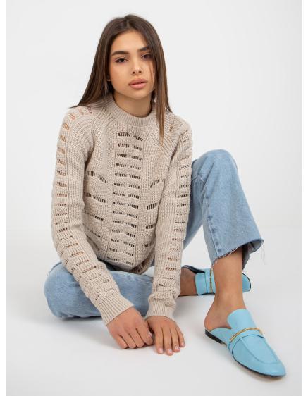 Női oversize gyapjú pulóver ETELA bézs