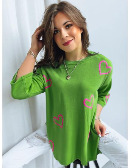 Női pulóver SWEET HEART zöld