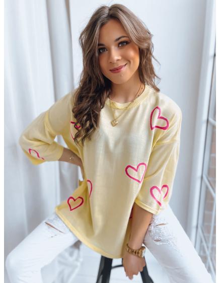 Női SWEET HEART pulóver citromsárga