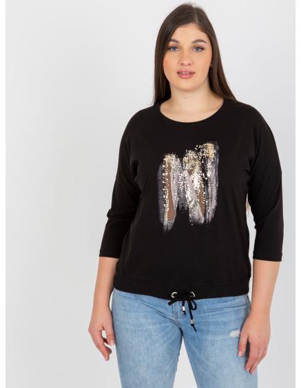 Női blúz csillámos nyomtatással plus size ANTONIA fekete