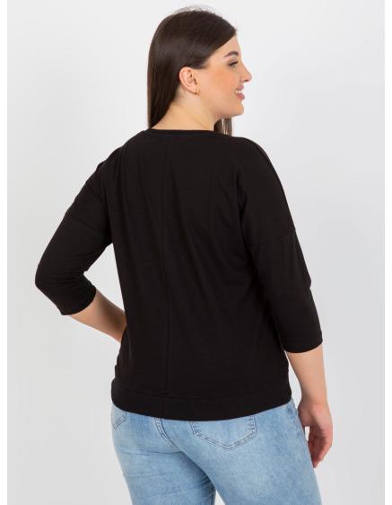 Női blúz csillámos nyomtatással plus size ANTONIA fekete