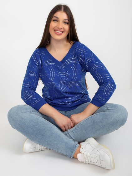 Dámska blúzka s potlačou plus size GARA tmavo modrá