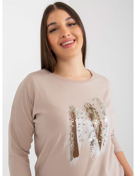 Dámska blúzka s aplikáciou plus size JONASA béžovo-hnedá