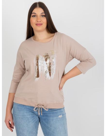 Dámska blúzka s aplikáciou plus size JONASA béžovo-hnedá