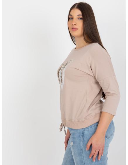 Dámska blúzka s aplikáciou plus size JONASA béžovo-hnedá