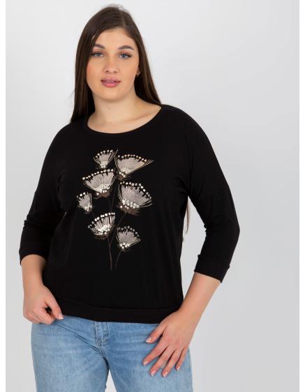 Női 3/4-es ujjú plus size blúz LIA fekete