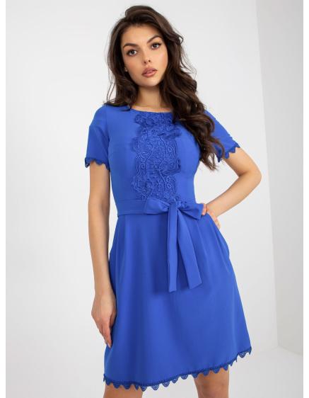 Női övvel ellátott mini koktélruha AMBERLY tengerészkék