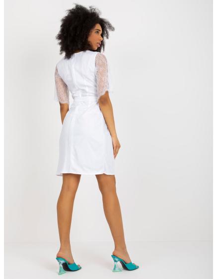 Női öves csipkés koktélruha BIBI fehér