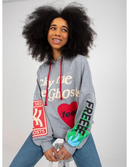 Női nyomtatott blúz zsebekkel OTILIA szürke