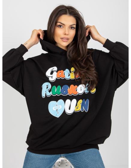 Dámska mikina s potlačou a vreckami SIMIA čierna