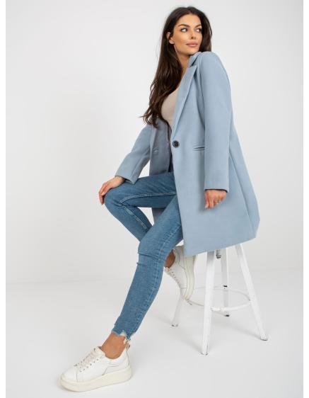 Dámsky kabát na gombíky OCH BELLA šedomodrý