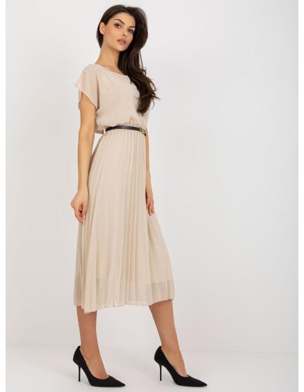 Női pliszírozott midi ruha ERVINA bézs