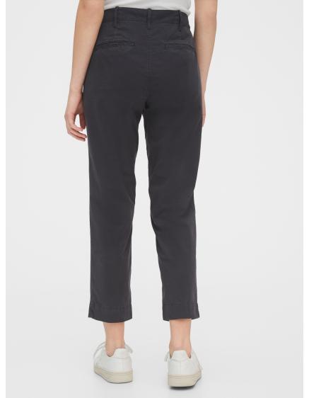 Kalhoty straight khaki high rise
